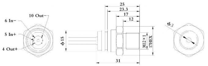 سنسور فشار سیلیکون 15 میلی متری OEM با رشته 1/4npt برای اندازه گیری سطح مایع 1