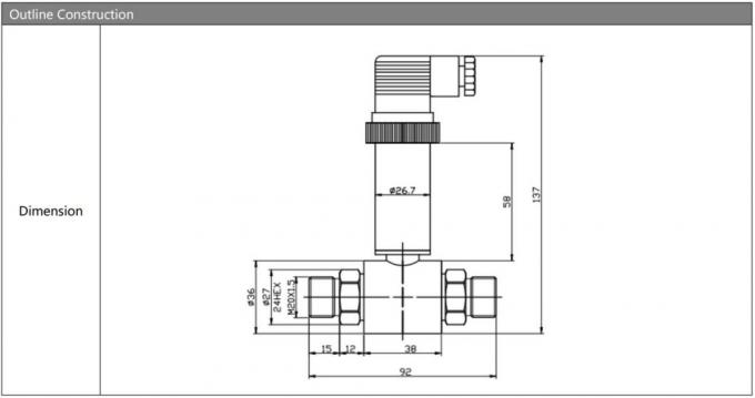 BP93420DII انتقال دهنده سطح فشار فرقی Dp با صفحه نمایش LED 0
