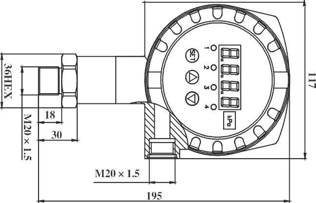 BPZK03-1 سوئیچ فشار هوشمند 116mm Dia سوئیچ فشار دیفرانسیل الکترونیک 1